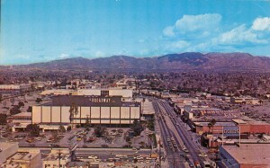 View of Panorama City from the "Panorama Towers" high-rise. Same view, but not the same photo as #0014. Postmark hard to read, 1970?
